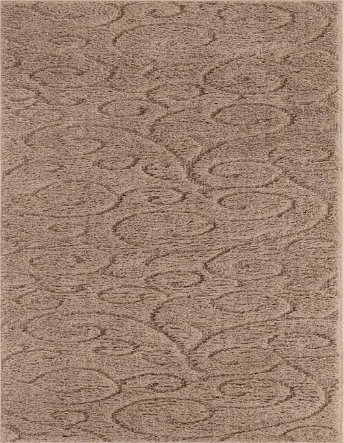 A 10 ft runner rug from the Botanical Shag collection in brown and tan with a textured high/low pile floral pattern.