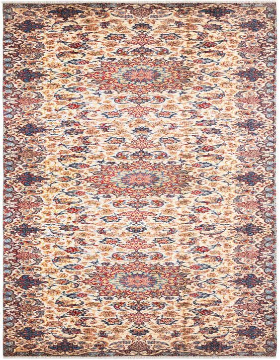A 12 ft runner rug featuring a traditional floral medallion pattern in browns, tans, ivories, and creams, ideal for a hallway.