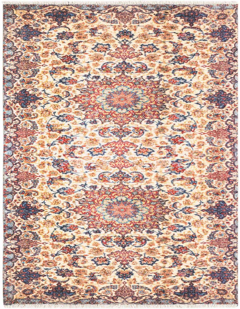 A 5 ft runner rug from the Boutique collection, featuring a traditional floral medallion pattern in warm browns, tans, and creams with hints of red and blue.