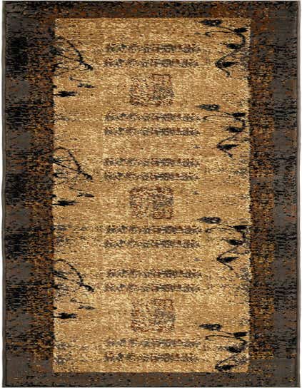 A 10 ft runner rug from the Cafe Collection, featuring a transitional abstract pattern in browns, tans, and ivories with dark accents, ideal for a hallway.