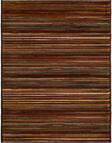 A 10 ft runner rug from the Cafe Collection, featuring a modern stripe pattern in various shades of brown, tan, cream, and subtle hints of grey and burgundy, ideal for a hallway.