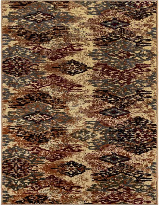 A 10 ft runner rug featuring an abstract transitional pattern in shades of brown, tan, ivory, and cream, ideal for a hallway.