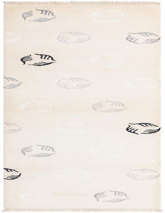 A 10 ft Darya runner rug in cream and tan with modern Persian-style leaf patterns, ideal for a hallway.