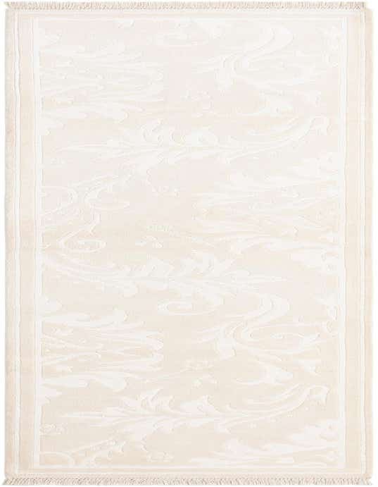 A 10 ft Darya runner rug in shades of cream and tan, featuring a subtle high-pile Persian pattern with a modern twist, ideal for a hallway.