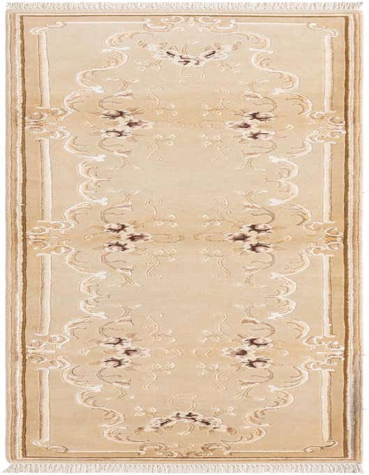 A 10 ft Darya runner rug in brown and ivory, featuring a modern Persian floral pattern, ideal for a hallway.