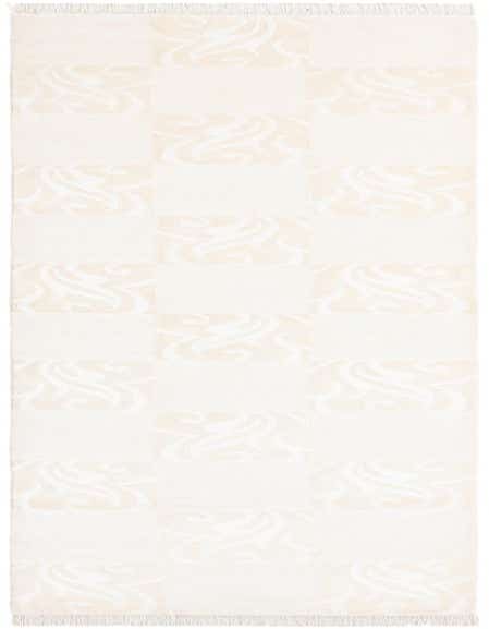 A 13 ft Darya runner rug featuring a modern Persian pattern in alternating blocks of ivory and tan, ideal for a hallway.