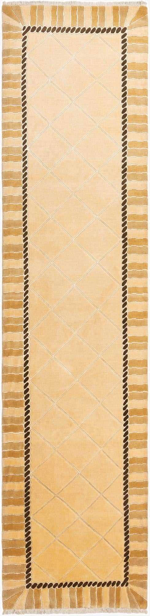  3' 5 x 13' 9  Hand Knotted Darya Wool Runner Rug