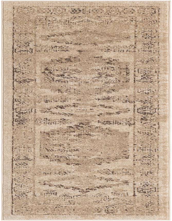 A 6 ft runner rug from the Eden collection, featuring a distressed bohemian medallion pattern in shades of brown and tan, ideal for a hallway or kitchen.