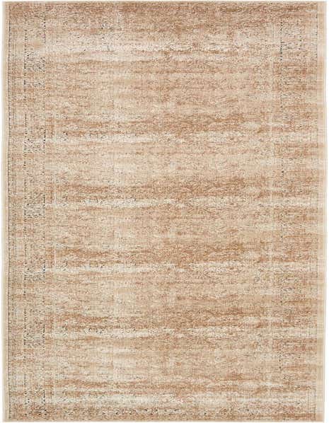 A 13 ft runner rug in shades of brown and ivory with a distressed traditional pattern, ideal for a hallway.