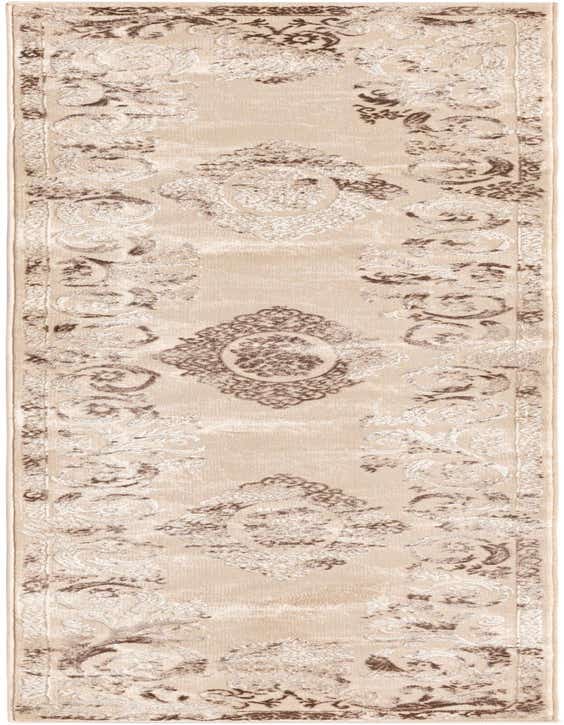 A 6 ft runner rug featuring a traditional medallion and floral pattern in shades of brown, tan, and cream.
