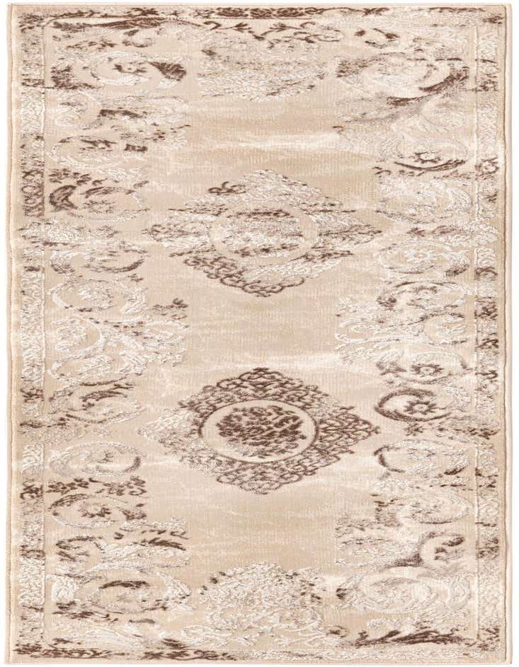 A 10 ft Finsbury runner rug in shades of brown and cream, featuring a traditional medallion and floral pattern, ideal for a hallway.