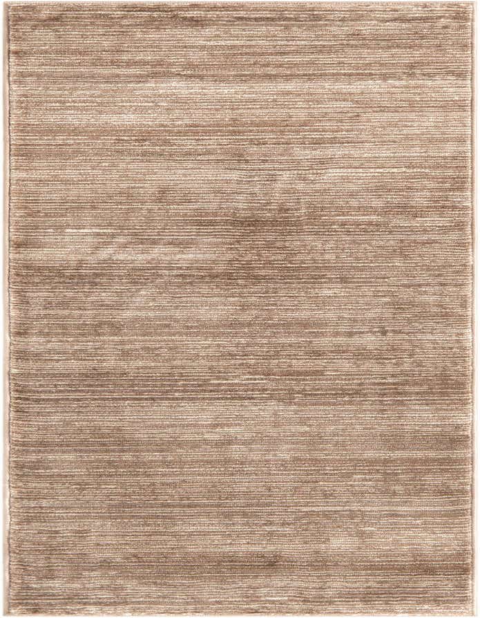A brown and ivory 8 ft runner rug with a subtle striped, textured high/low pile, ideal for hallways.