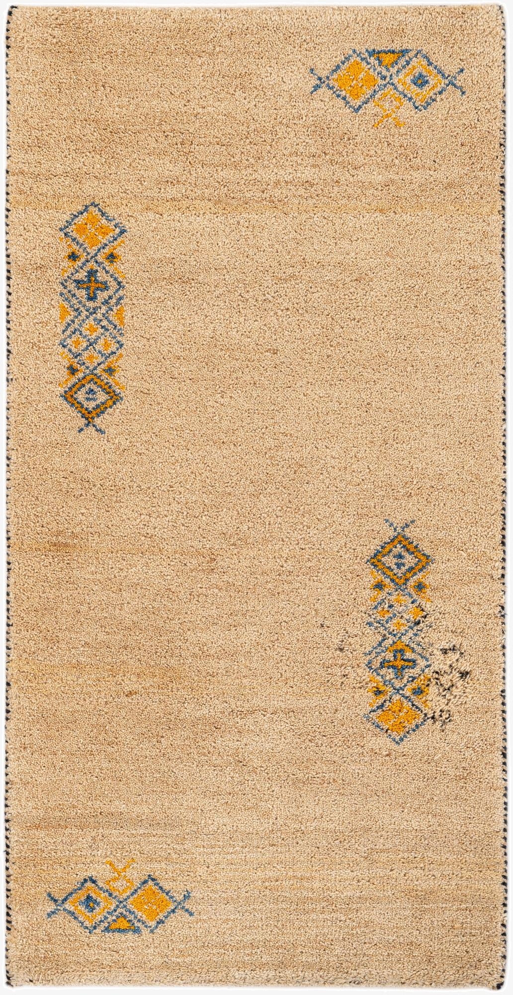  2' 4 x 4' 7  Hand Knotted Gabbeh Wool Runner Rug