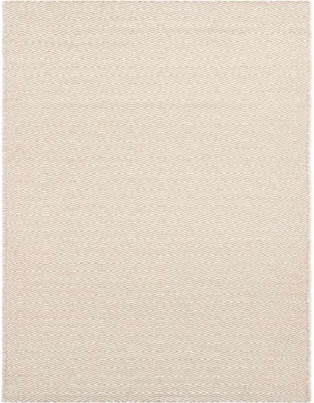 A 12 ft runner rug featuring a contemporary trellis pattern in brown and ivory tones, ideal for a hallway.