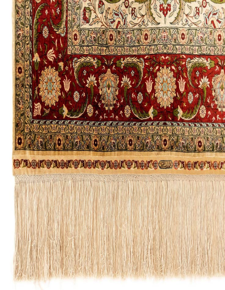 Detail image of  2' 11 x 4' 8 Hereke Silk Runner Rug