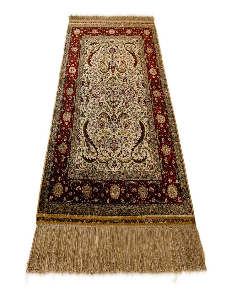 Detail image of  2' 11 x 4' 8 Hereke Silk Runner Rug