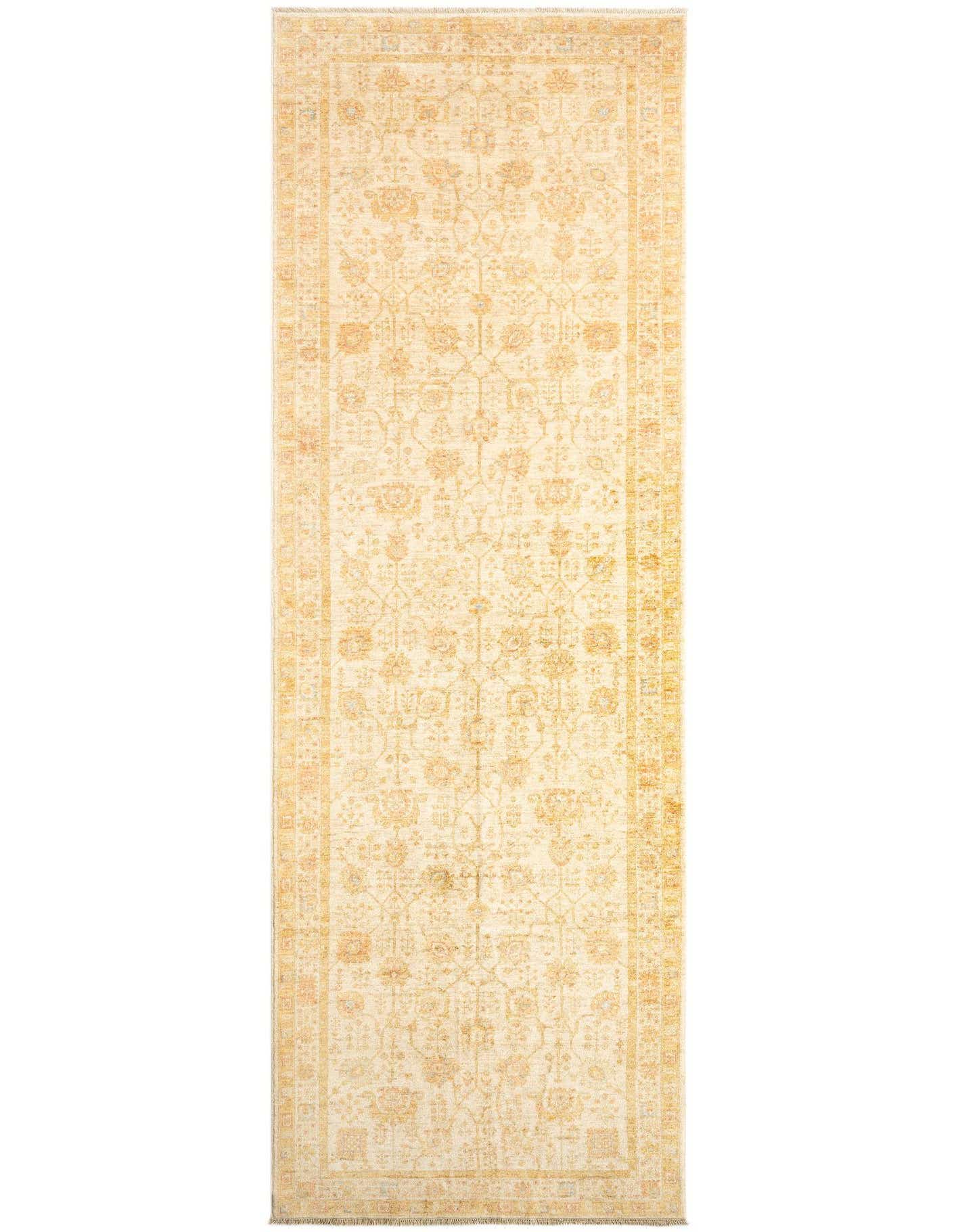 A 15 ft runner rug from the Rugs.com Kaizar collection, featuring a traditional Persian pattern in shades of brown, tan, and cream.