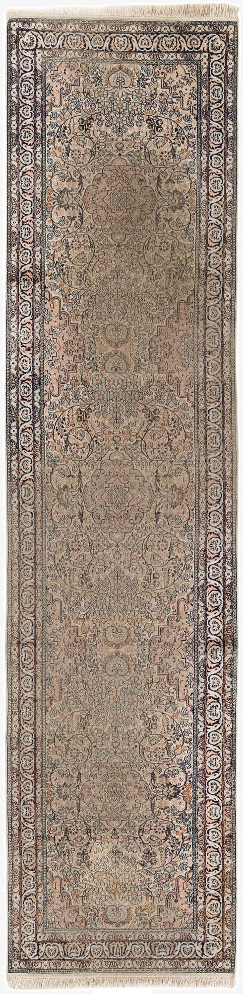  2' 4 x 10' 8  Hand Knotted Kashmir Oriental Wool Runner Rug