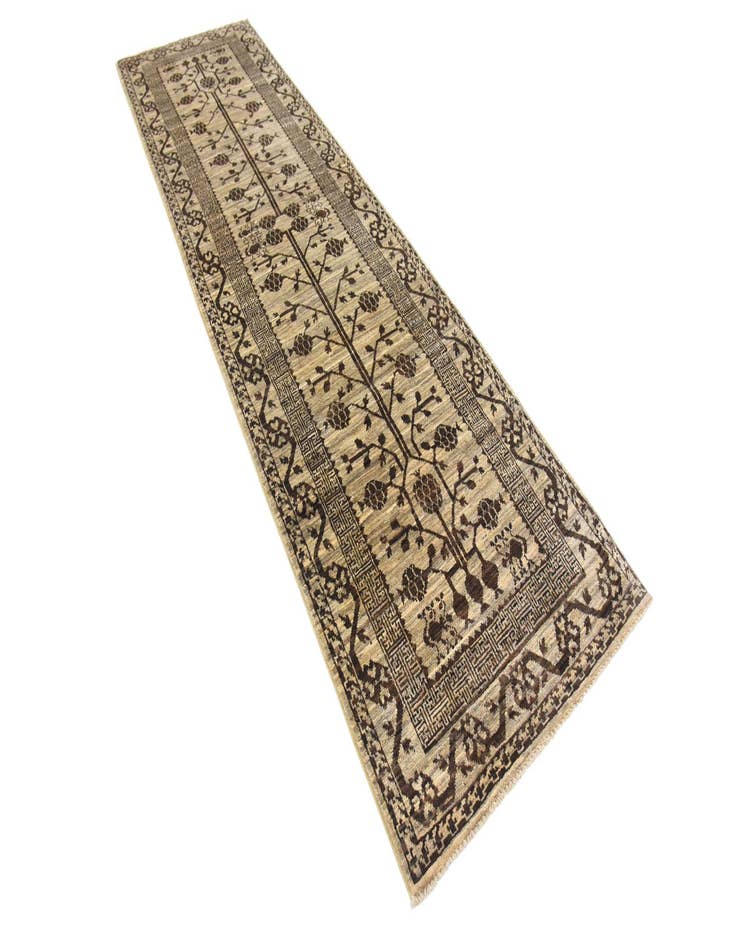 Detail image of 2' 9 x 10' Hand Knotted Khotan Ziegler Oriental Runner Rug