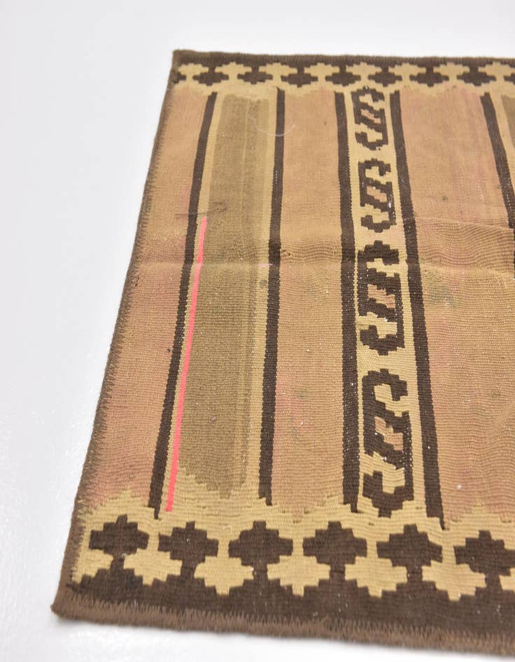 Detail image of  2' 4 x 4' 10  Hand Woven Kilim Fars Wool Runner Rug