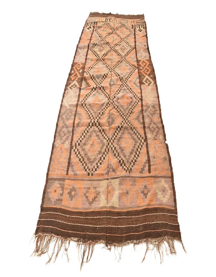 Detail image of  4' 5 x 10' 3  Hand Woven Kilim Fars Wool Runner Rug