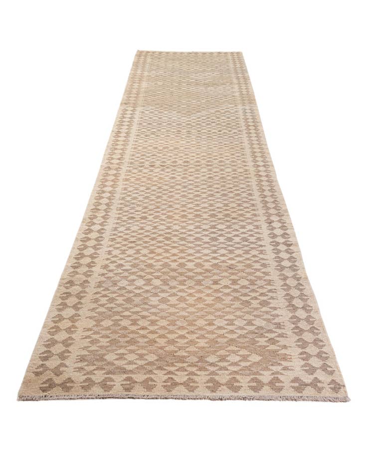 Detail image of  3' 1 x 19' 3  Hand Woven Kilim Maymana Wool Runner Rug