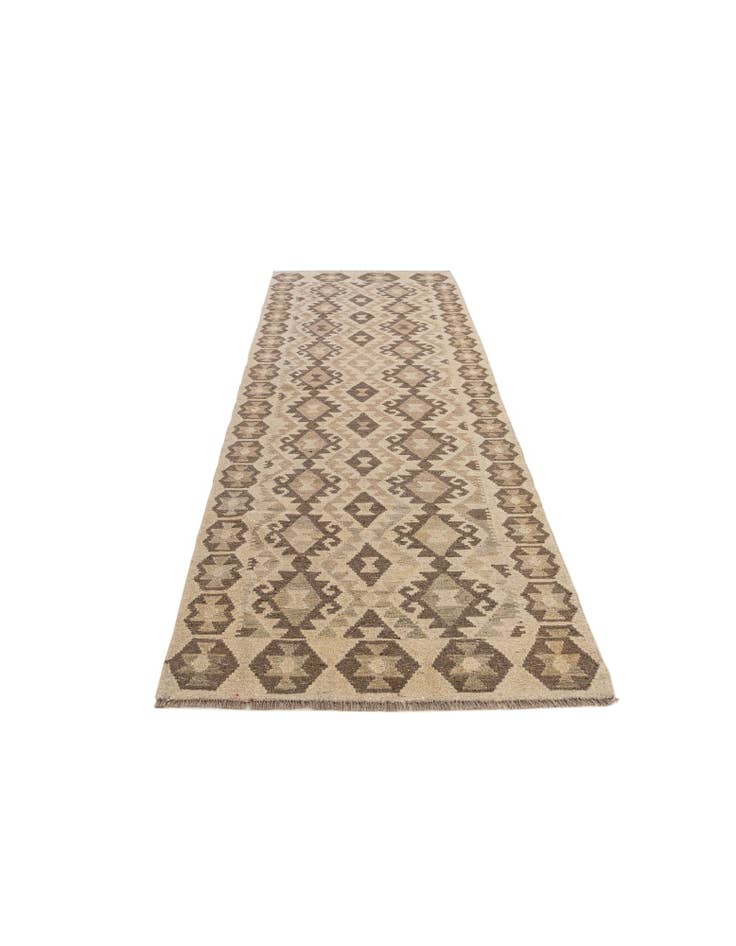 Detail image of  3' 1 x 10' 1  Hand Woven Kilim Maymana Wool Runner Rug