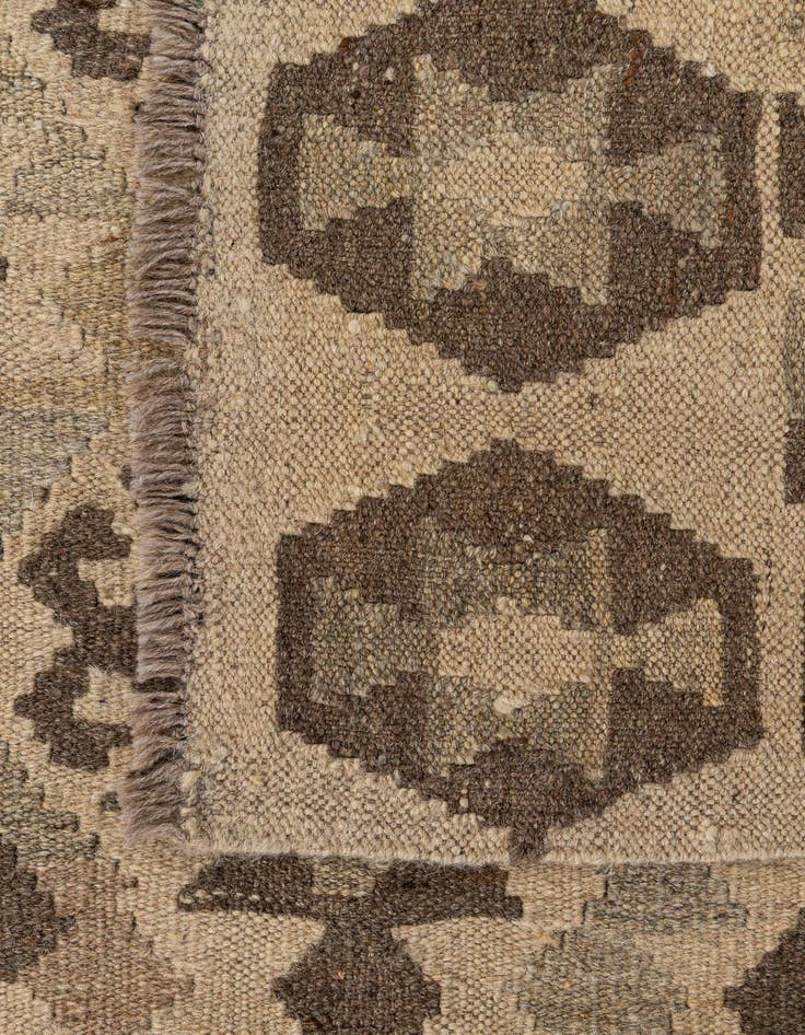 Detail image of  3' 1 x 10' 1  Hand Woven Kilim Maymana Wool Runner Rug