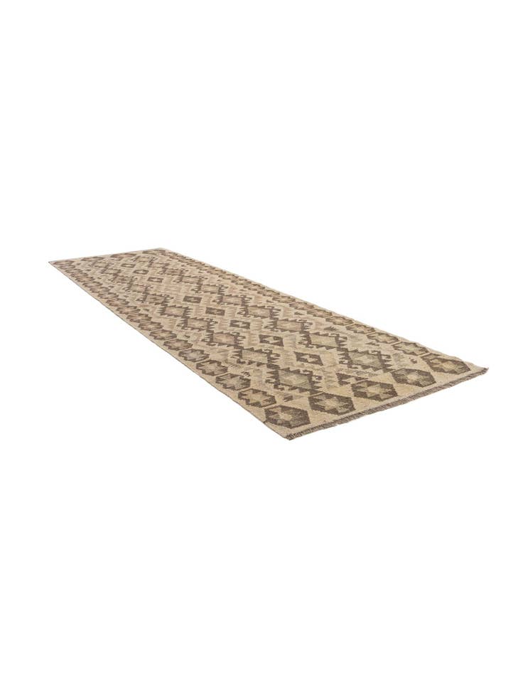 Detail image of  3' 1 x 10' 1  Hand Woven Kilim Maymana Wool Runner Rug
