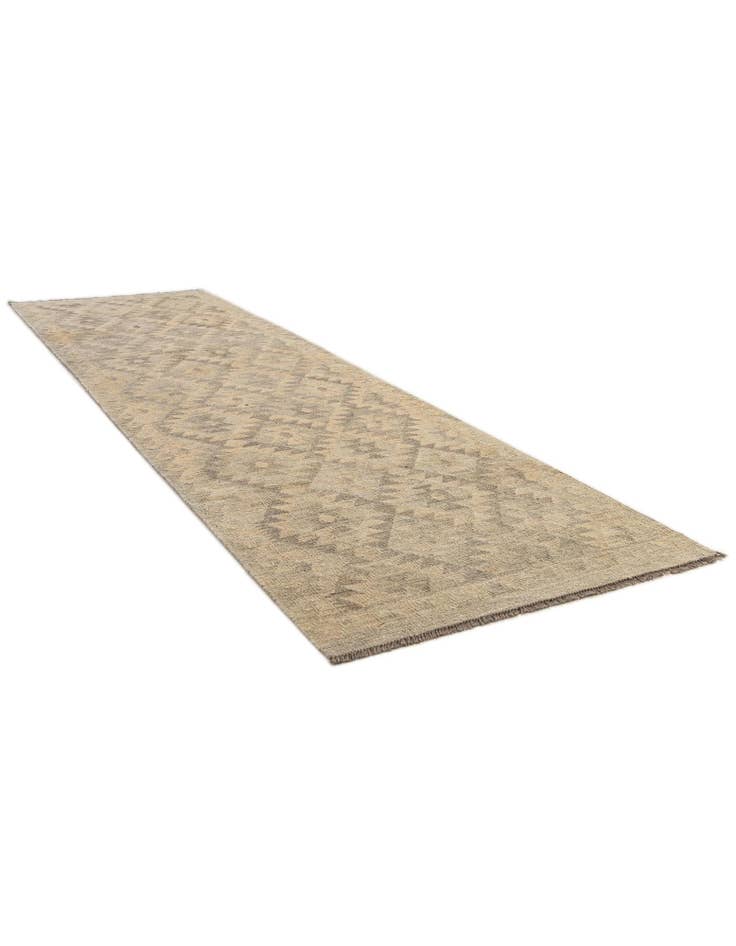 Detail image of  2' 8 x 9' 8  Hand Woven Kilim Maymana Wool Runner Rug