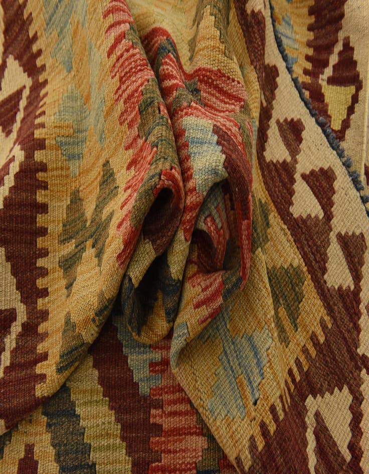 Detail image of  3' 3 x 6' 6  Hand Woven Kilim Maymana Wool Runner Rug