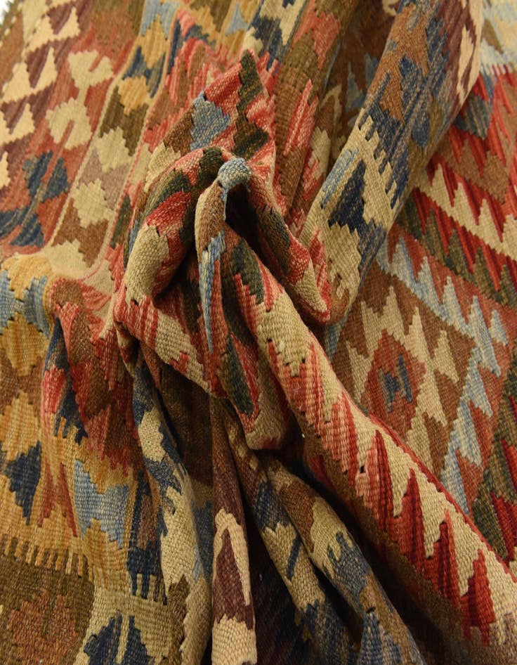 Detail image of  3' 3 x 6' 7  Hand Woven Kilim Maymana Wool Runner Rug