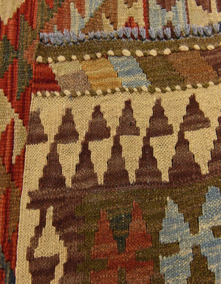 Detail image of  3' 3 x 6' 7  Hand Woven Kilim Maymana Wool Runner Rug