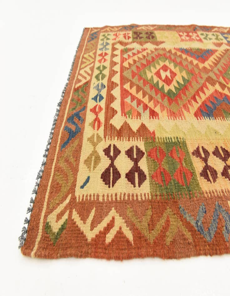 Detail image of  3' 4 x 6' 8  Hand Woven Kilim Maymana Runner Rug