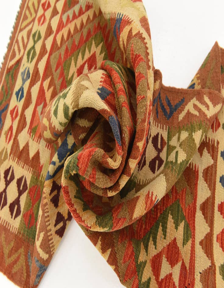 Detail image of  3' 4 x 6' 8  Hand Woven Kilim Maymana Runner Rug