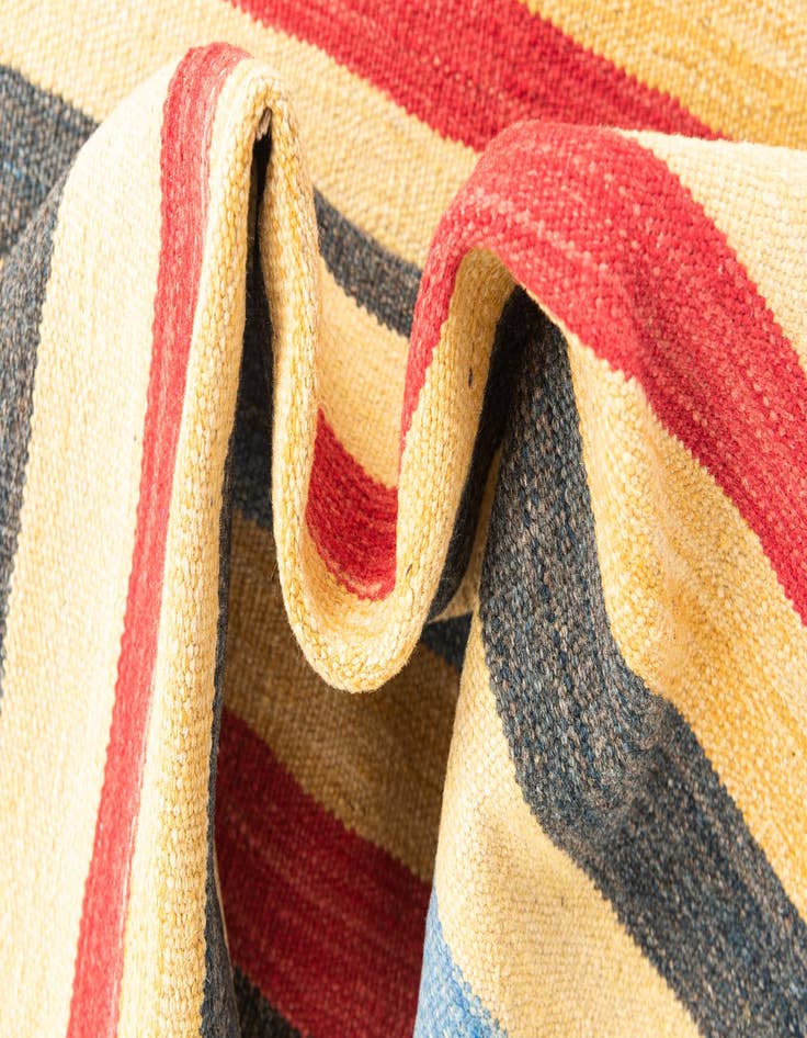 Detail image of  3' 2 x 6' 6  Hand Woven Kilim Maymana Wool Runner Rug