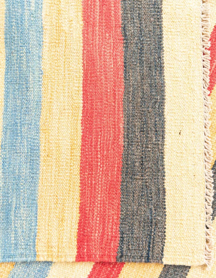 Detail image of  3' 2 x 6' 6  Hand Woven Kilim Maymana Wool Runner Rug