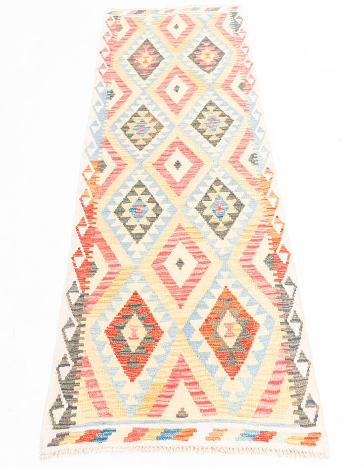 Detail image of  3' 5 x 6' 7  Hand Woven Kilim Maymana Wool Runner Rug