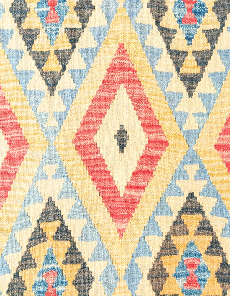 Detail image of  3' 5 x 6' 7  Hand Woven Kilim Maymana Wool Runner Rug
