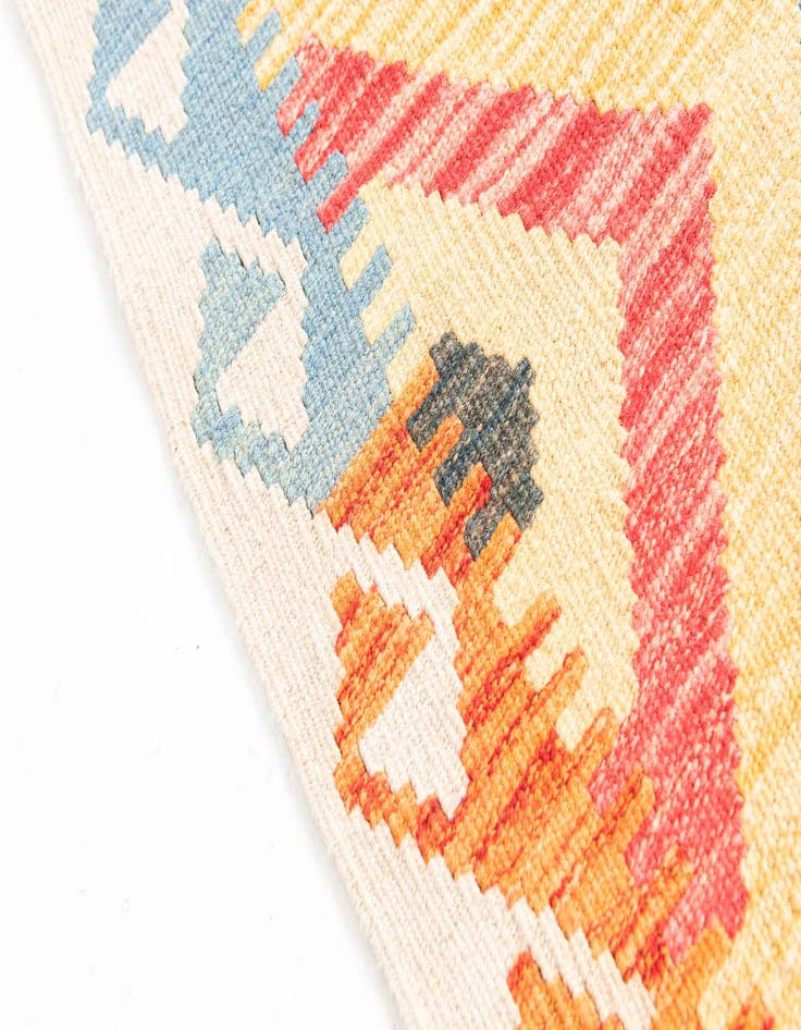 Detail image of  3' 5 x 6' 7  Hand Woven Kilim Maymana Wool Runner Rug