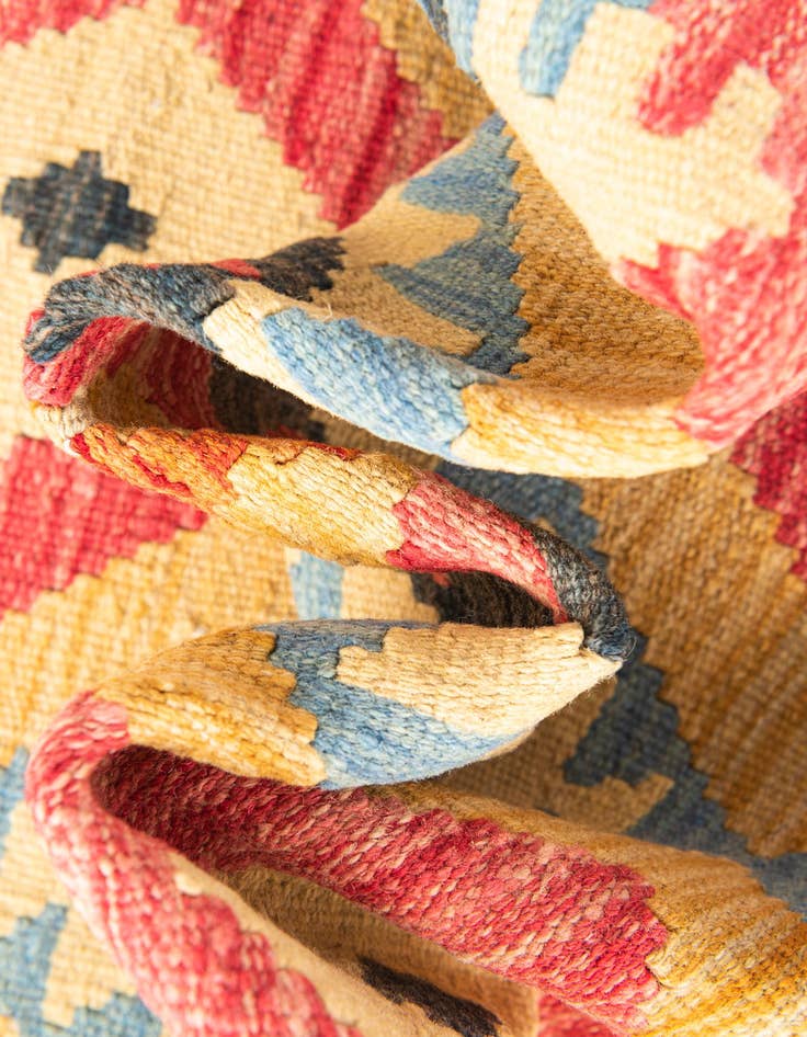 Detail image of  3' 5 x 6' 7  Hand Woven Kilim Maymana Wool Runner Rug