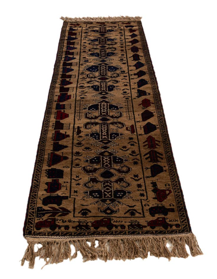 Detail image of  2' 2 x 9' 6  Hand Knotted Lahour Oriental Wool Runner Rug