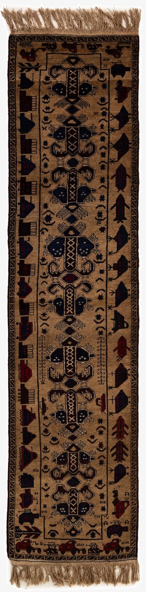  2' 2 x 9' 6  Hand Knotted Lahour Oriental Wool Runner Rug