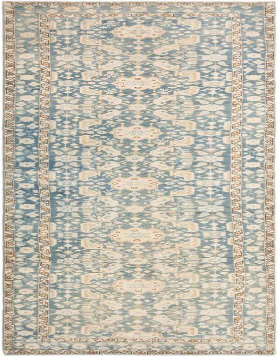 A 12 ft runner rug from the Malayer collection, featuring a tribal and traditional pattern in shades of brown, tan, and ivory, ideal for a hallway.