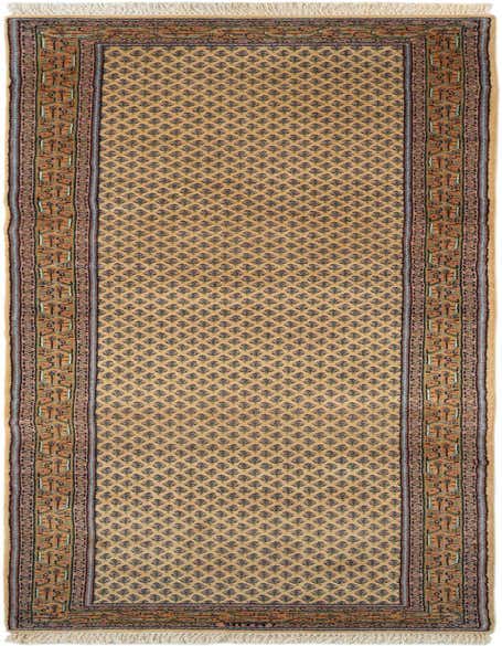 A long 11 ft runner rug from the Mir collection, featuring a traditional Oriental pattern in browns, tans, and ivories, ideal for a hallway.