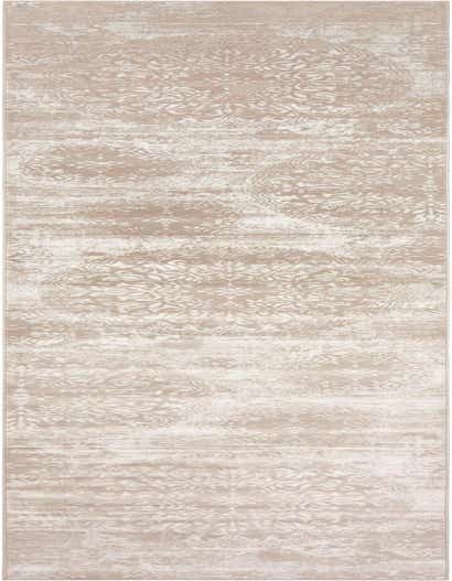 A 16 ft runner rug featuring an ivory and tan traditional floral pattern with a distressed, modern look, ideal for a hallway.