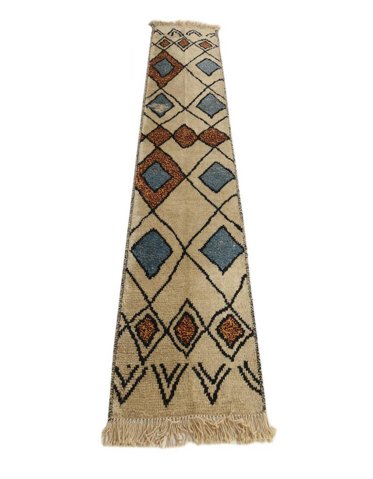 Detail image of  2' 10 x 9' 10  Hand Knotted Moroccan Wool Runner Rug