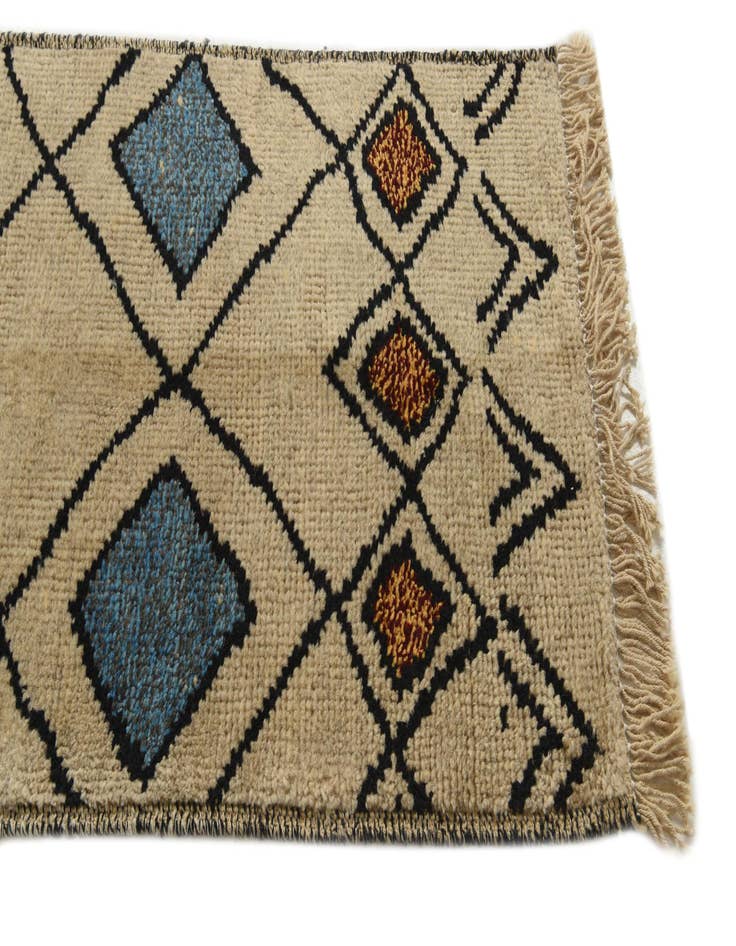 Detail image of  2' 10 x 9' 10  Hand Knotted Moroccan Wool Runner Rug