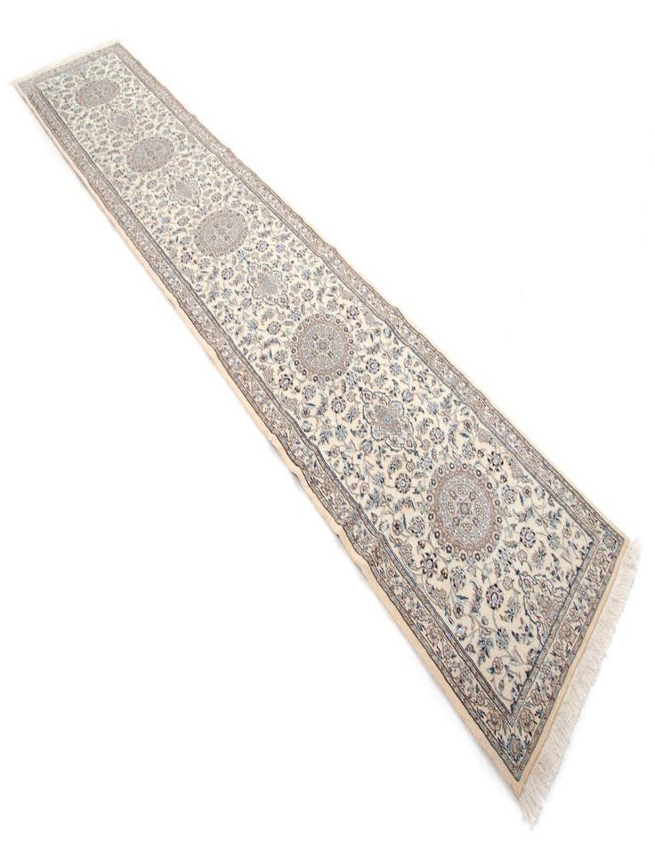 Detail image of 3' 3 x 17' 7 Hand Knotted Nain Persian Wool Runner Rug