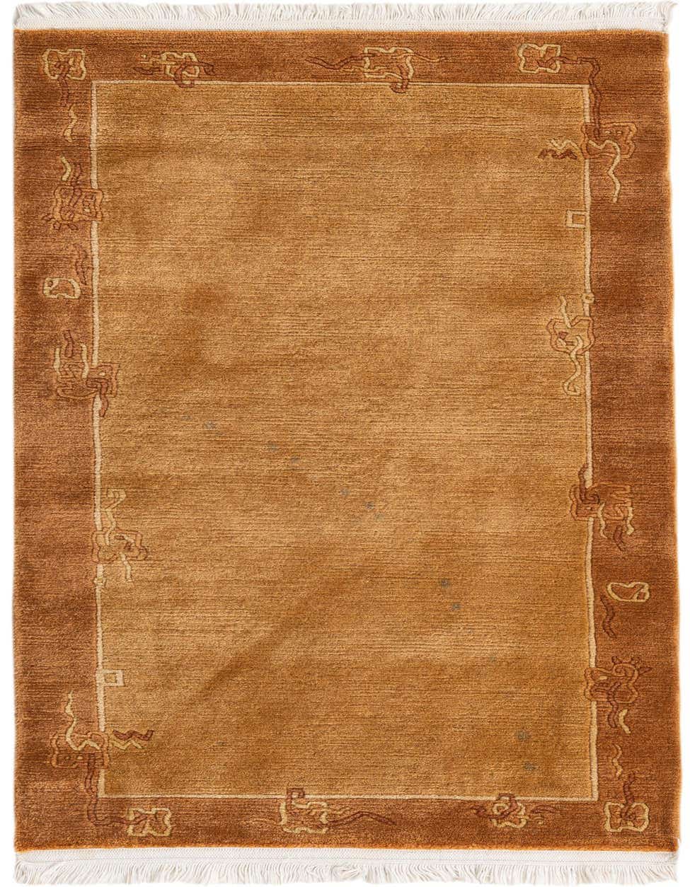 A 5 ft runner rug from the Nepal Collection, featuring a rich brown and tan modern oriental pattern with a textured pile, ideal for hallways.